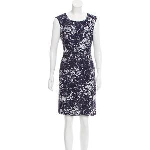 Tory Burch 100% Silk Shift Dress Navy Blue Floral Size 10